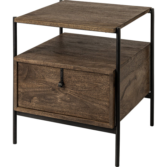 Glenn End/Side Table by Mercana in dark brown. Made from unique in a modern style.