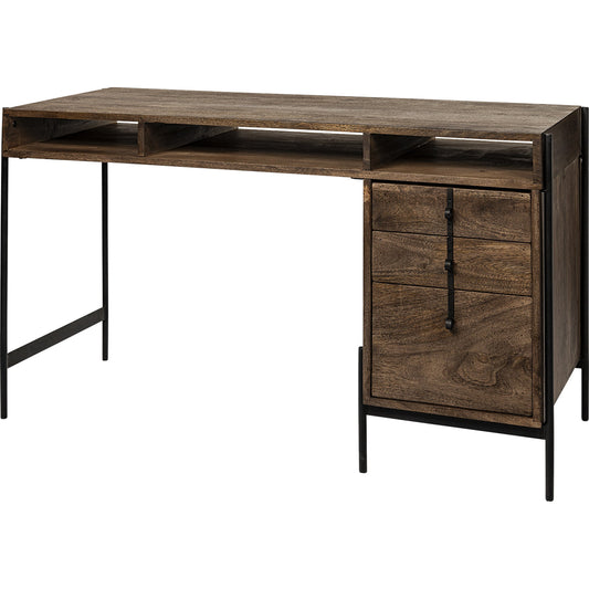 Glenn Office Desk by Mercana in dark brown. Made from unique in a modern style.