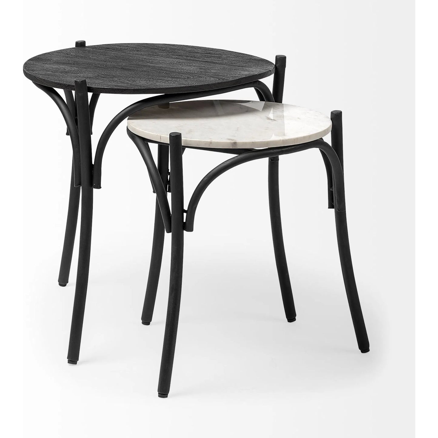 003 SR-815160 | Additional Silo | Etienne Table by Mercana in black wood, white marble. Made from unique in a eclectic & global style.