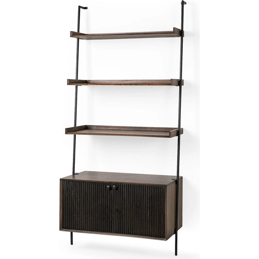 Grace Shelving Unit by Mercana in two-tone brown. Made from unique in a modern style.