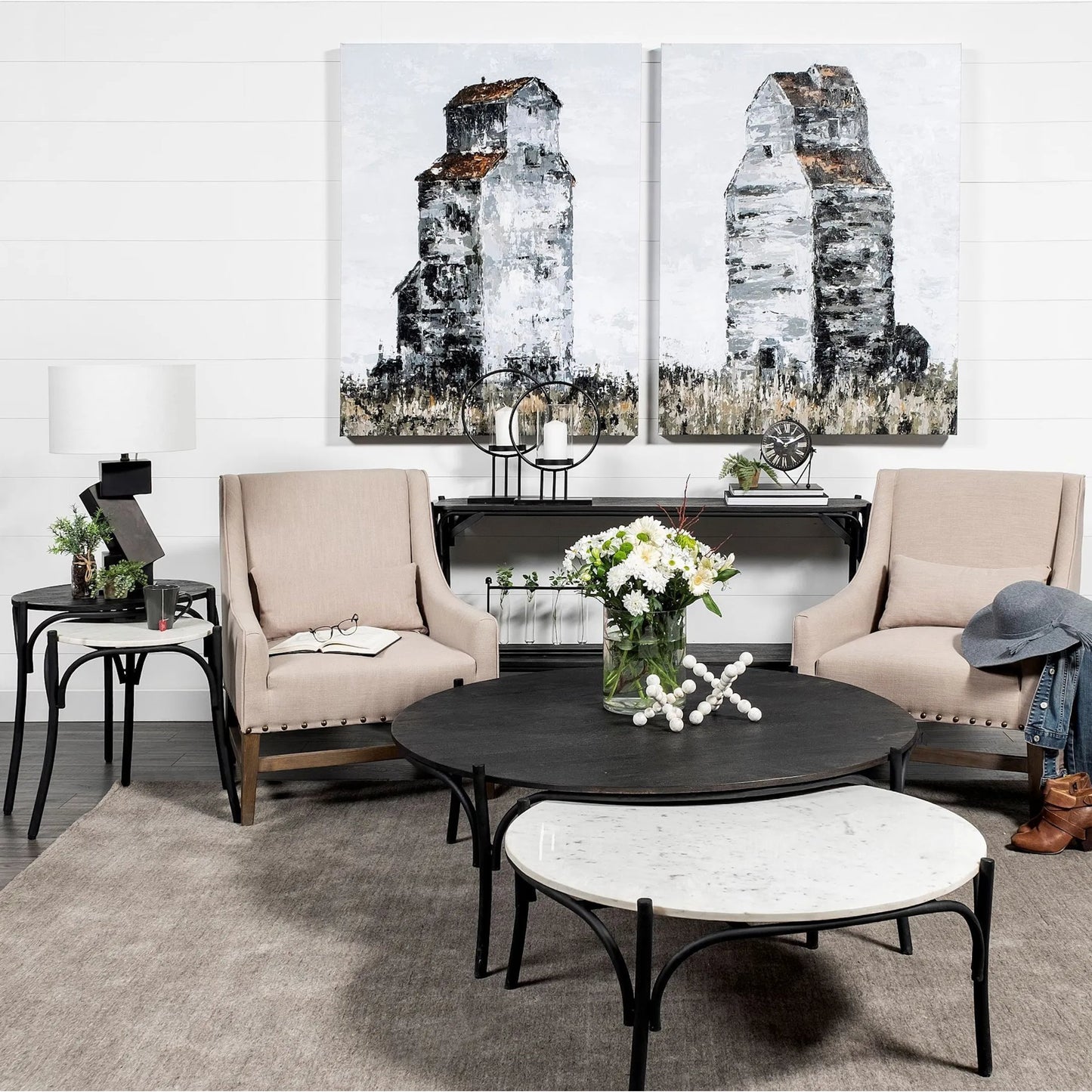 011 SR-815160 | Lifestyle | Etienne Table by Mercana in black wood, white marble. Made from unique in a eclectic & global style.