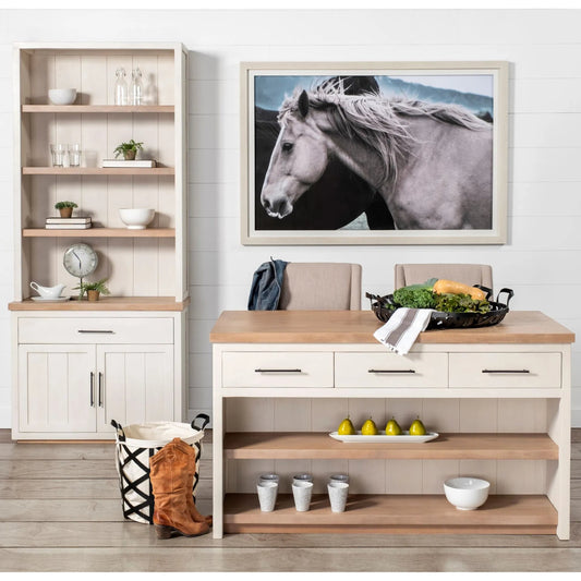 Fairview Kitchen Island by Mercana in natural, white. Made from unique in a cottage & farmhouse style.