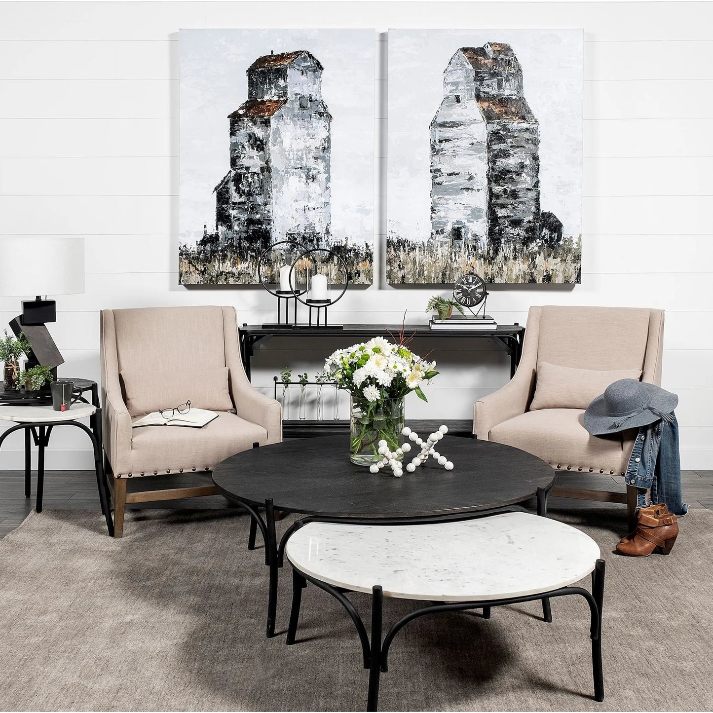007 SR-815159 | Lifestyle | Etienne Coffee Table by Mercana in white marble. Made from marble in a cottage & farmhouse style.