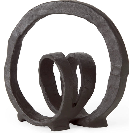Stanislaw II Infinite Ribbon Sculpture by Mercana in black. Made from metal in a rustic style.