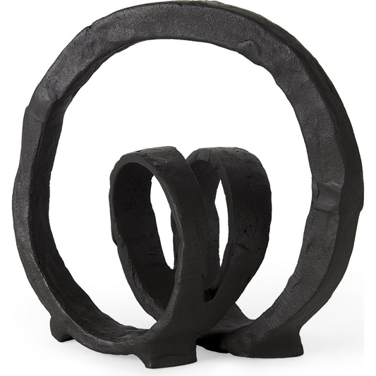 Stanislaw II Infinite Ribbon Sculpture by Mercana in black. Made from metal in a rustic style.