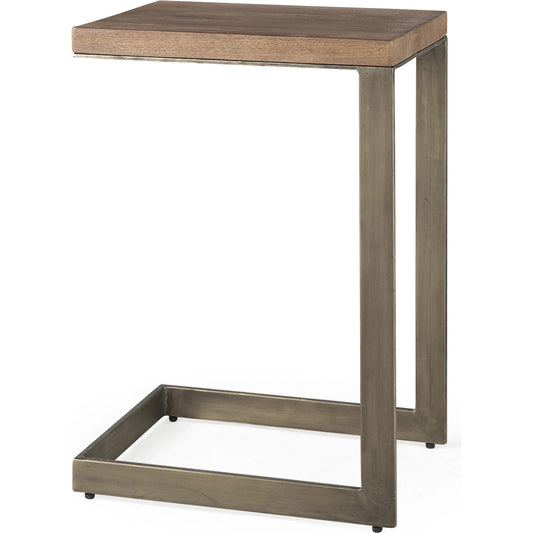 036 SI-1717974 | Primary Silo | Faye C End/Side Table by Mercana in antique nickel. Made from metal, wood, nickel in a transitional style.