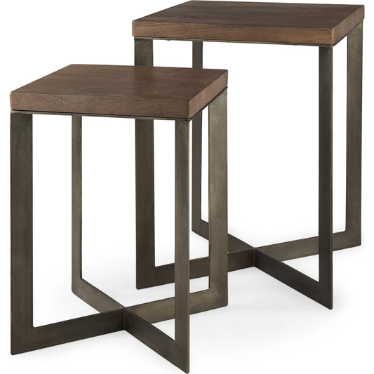 Faye End/Side Table by Mercana. Made from metal, wood in a transitional style.