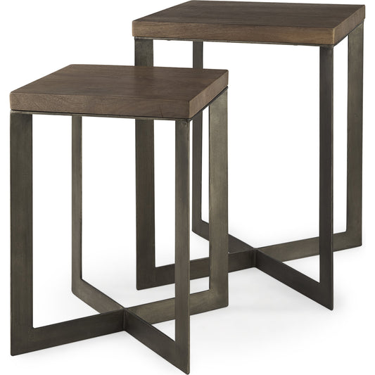 Faye End/Side Table by Mercana. Made from metal, wood in a transitional style.