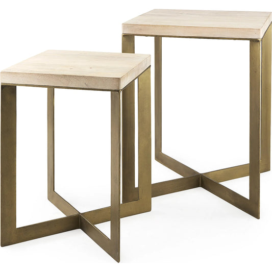 Faye End/Side Table by Mercana. Made from metal, wood in a transitional style.