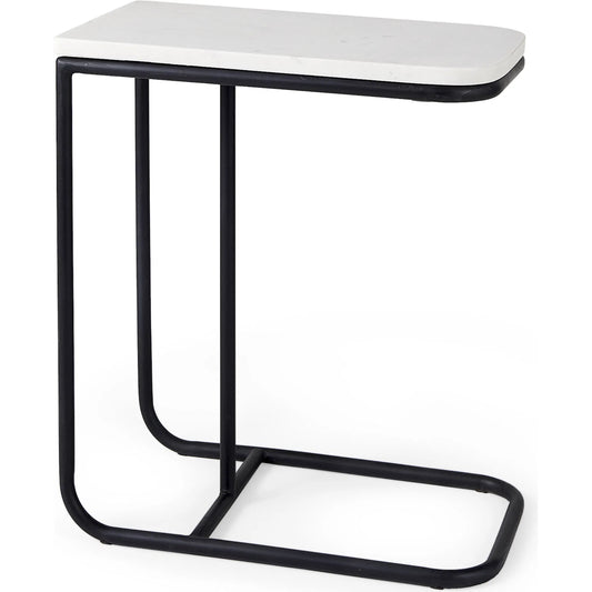 Kyra Side Table by Mercana in black. Made from metal in a transitional style.