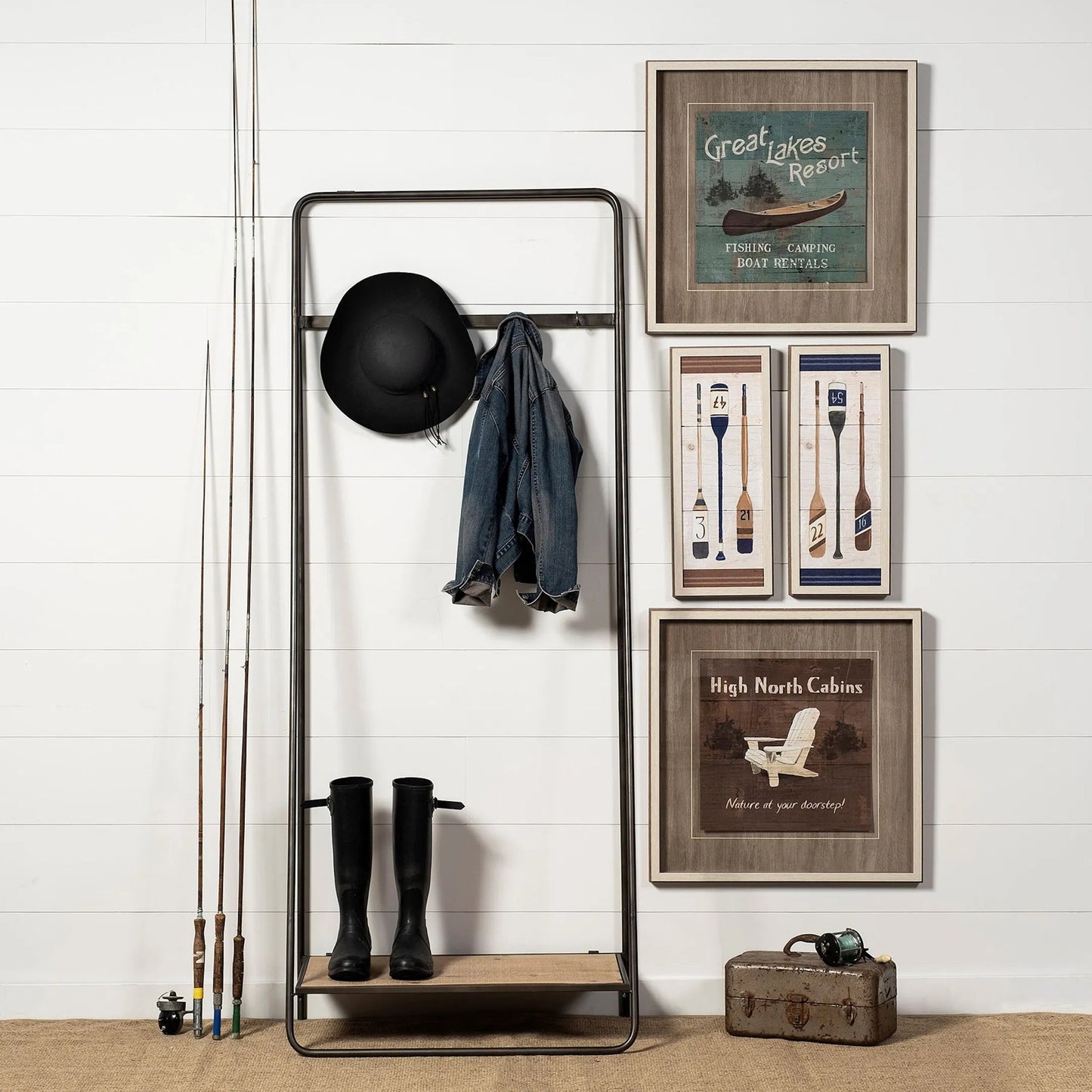 036 SR-814920 | Lifestyle | Carell Hall Tree by Mercana in natural. Made from unique in a modern style.