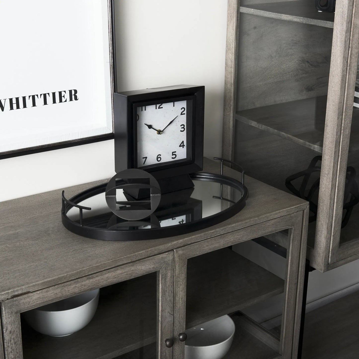 038 SR-815746 | Lifestyle | Ralph I Table Clock by Mercana in natural. Made from unique in a modern style.