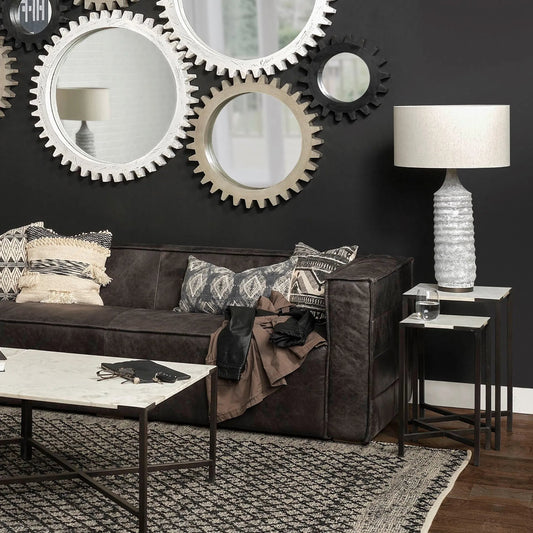 Lucas Accent Table by Mercana in white, matte black. Made from marble, iron in a modern style.