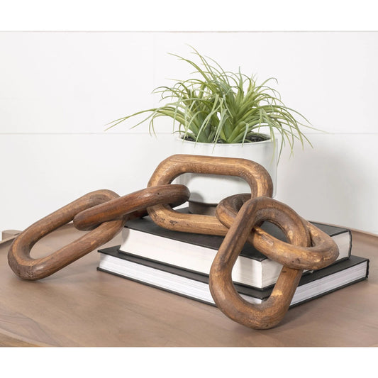Alix Wooden Hand-Made 5 Link Chain by Mercana in natural. Made from unique in a eclectic & global style.