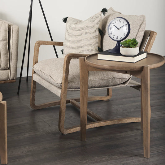 Cleaver Accent Table by Mercana in dark brown. Made from unique in a modern style.
