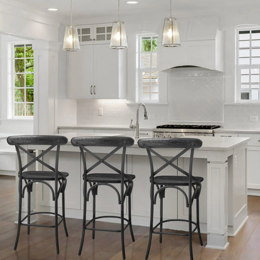 Etienne Wood Seat Bar/Counter Stool by Mercana in black. Made from unique in a cottage & farmhouse style.