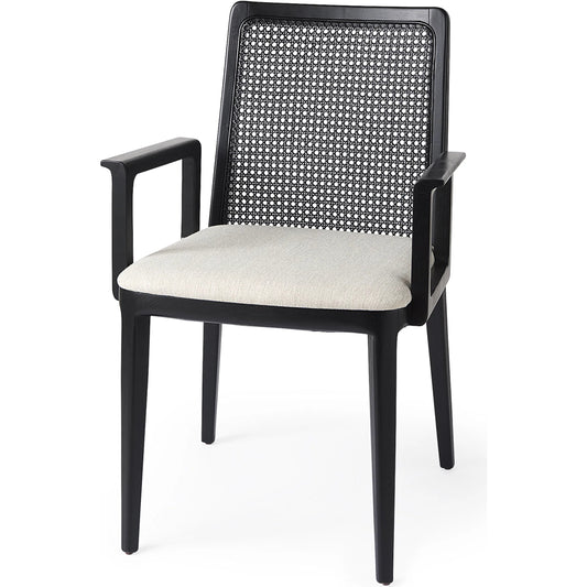 Clara Dining Arm Chair by Mercana. Made from fabric, wood in a transitional style.