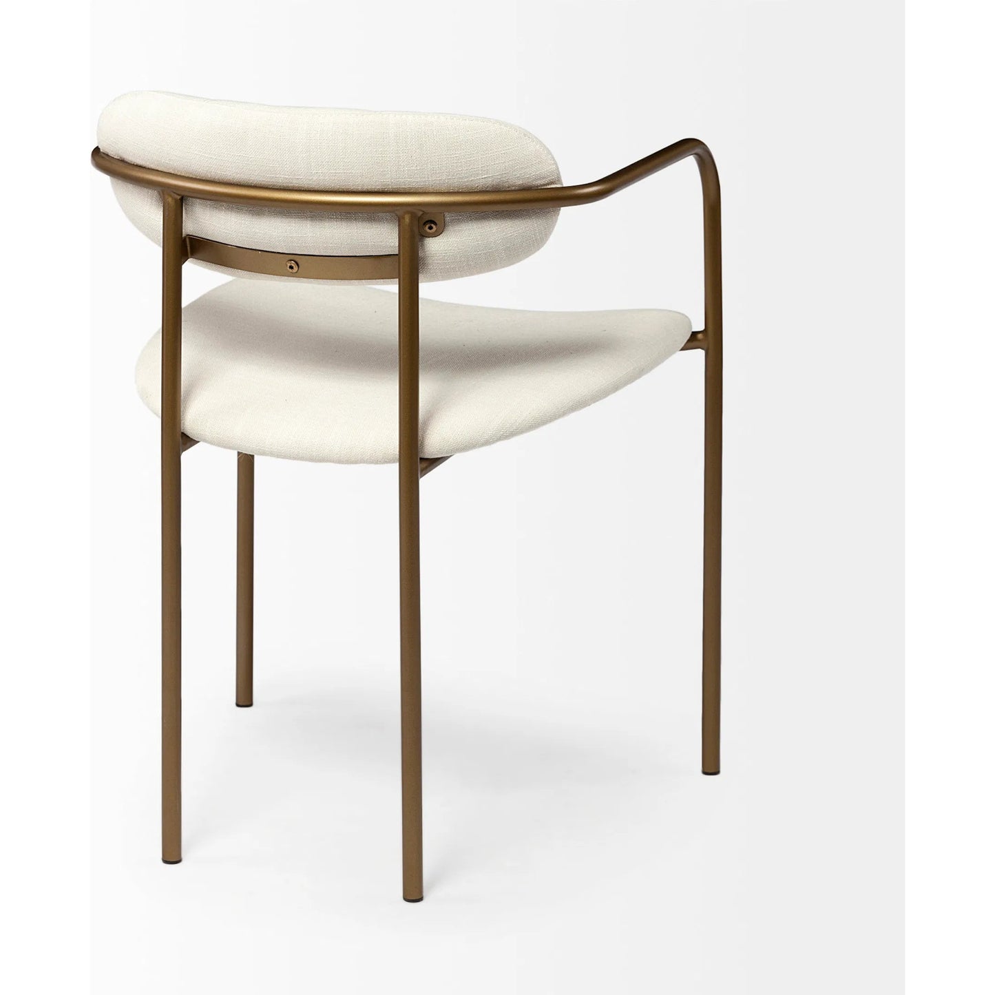 005 SR-387755 | Closeup | Parker Upholstered Dining Chair (Set of 2) by Mercana in white, gold. Made from fabric, metal in a modern style.
