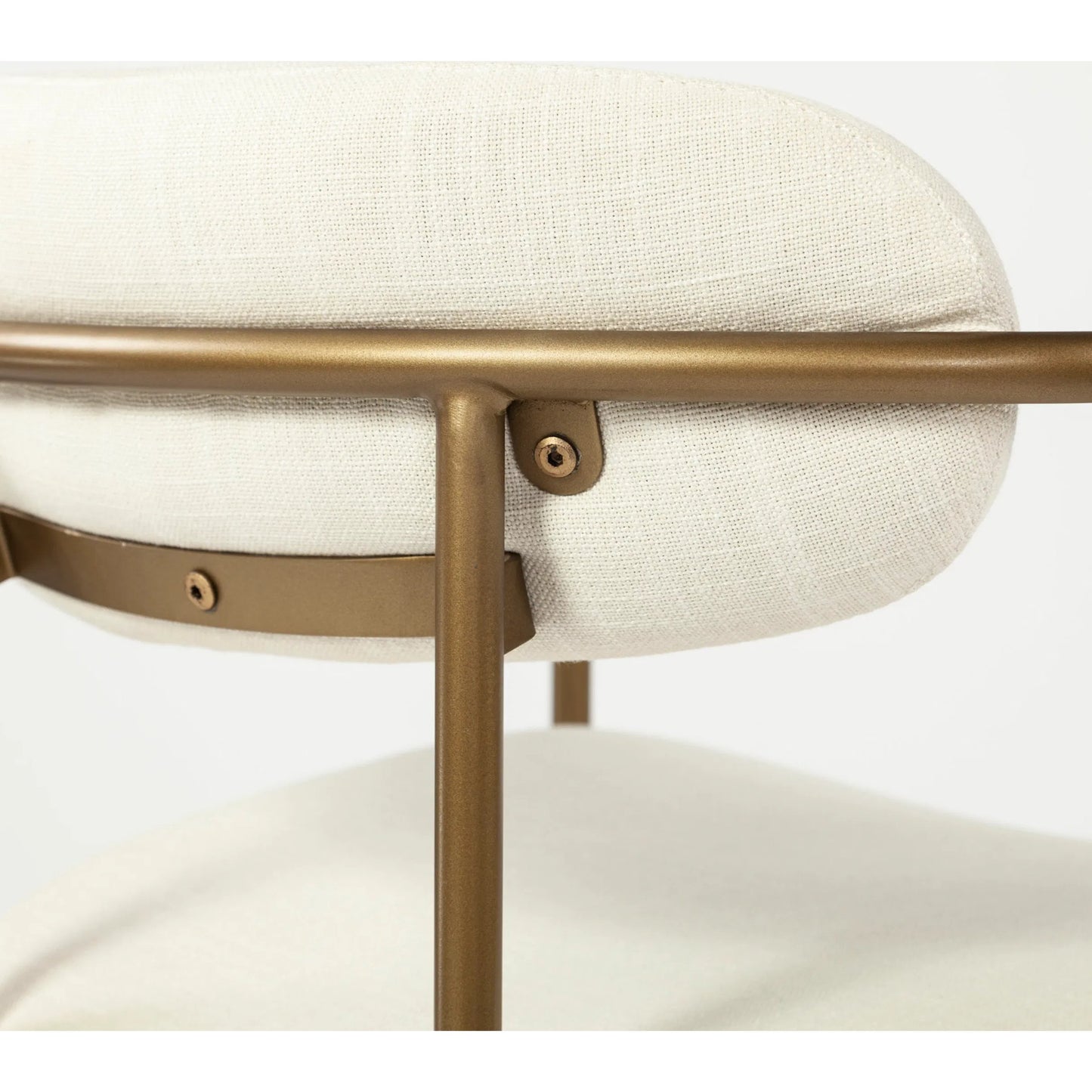 007 SR-387755 | Closeup | Parker Upholstered Dining Chair (Set of 2) by Mercana in white, gold. Made from fabric, metal in a modern style.