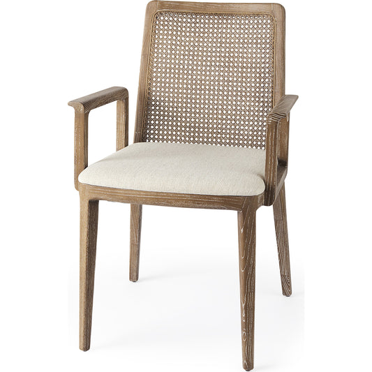 Clara Dining Arm Chair by Mercana. Made from fabric, wood in a transitional style.