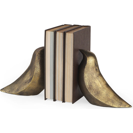 Dover Aluminum Dove Bookends Set of Two by Mercana in gold. Made from aluminum in a modern style.