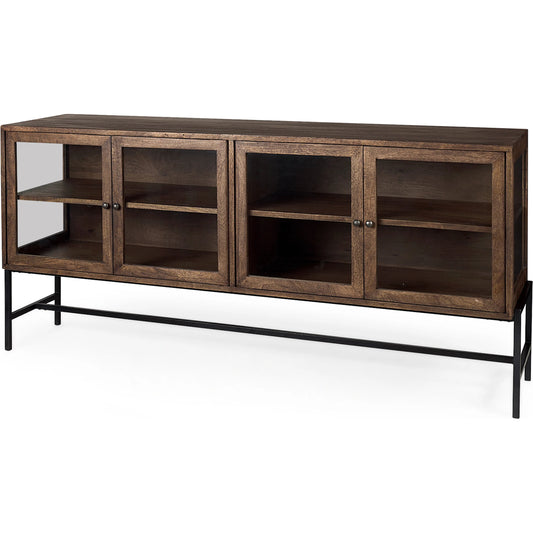 Arelius Sideboard by Mercana. Made from glass, solid wood, steel in a modern style.