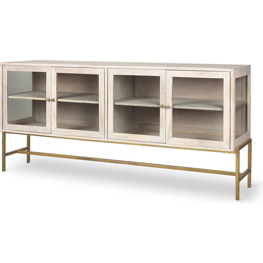 Arelius Sideboard by Mercana. Made from glass, solid wood, steel in a modern style.