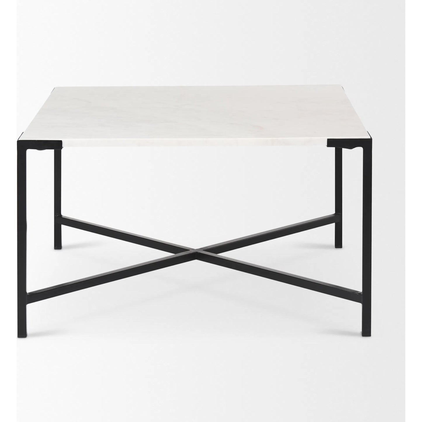 002 SR-387908 | Additional Silo | Lucas Coffee Table by Mercana in white, matte black. Made from marble, metal in a modern style.
