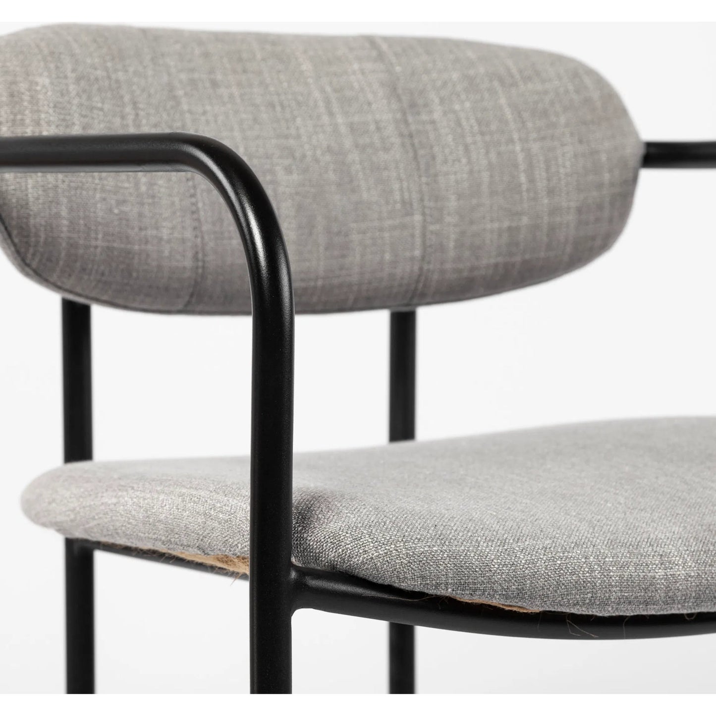 007 SI-1718046 | Closeup | Parker Upholstered Dining Chair (Set of 2) by Mercana in gray, black. Made from fabric, metal in a unique style.