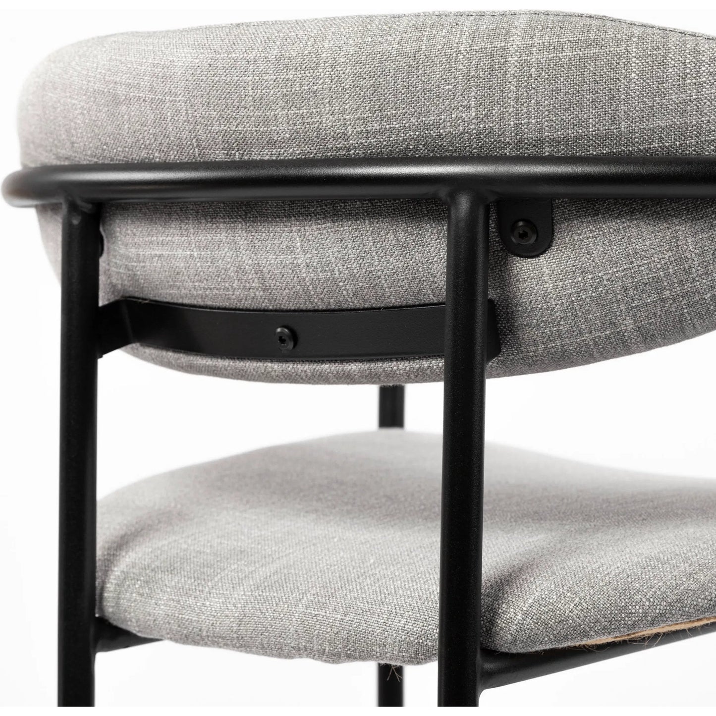 009 SI-1718046 | Closeup | Parker Upholstered Dining Chair (Set of 2) by Mercana in gray, black. Made from fabric, metal in a unique style.