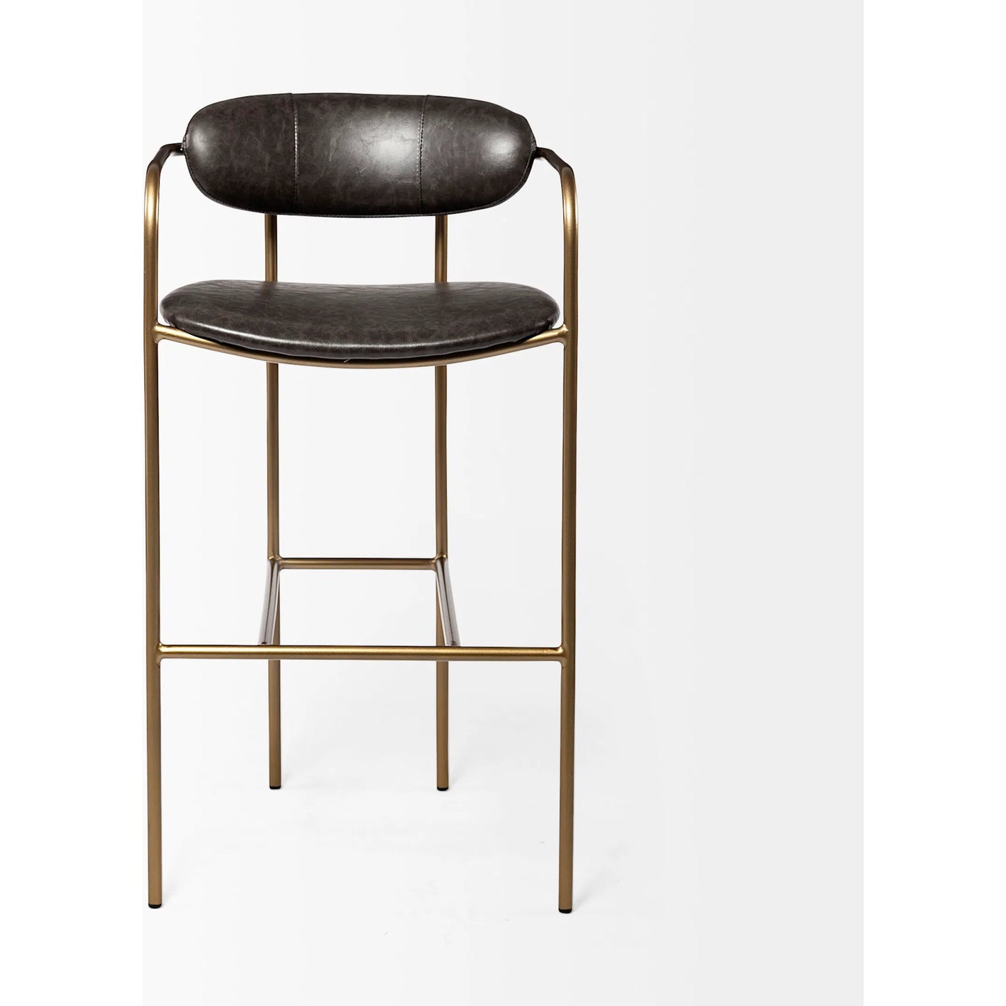 002 SI-1718043 | Additional Silo | Parker Leather Seat Bar/Counter Stool by Mercana in brown, gold. Made from faux leather, leather, metal in a unique style.