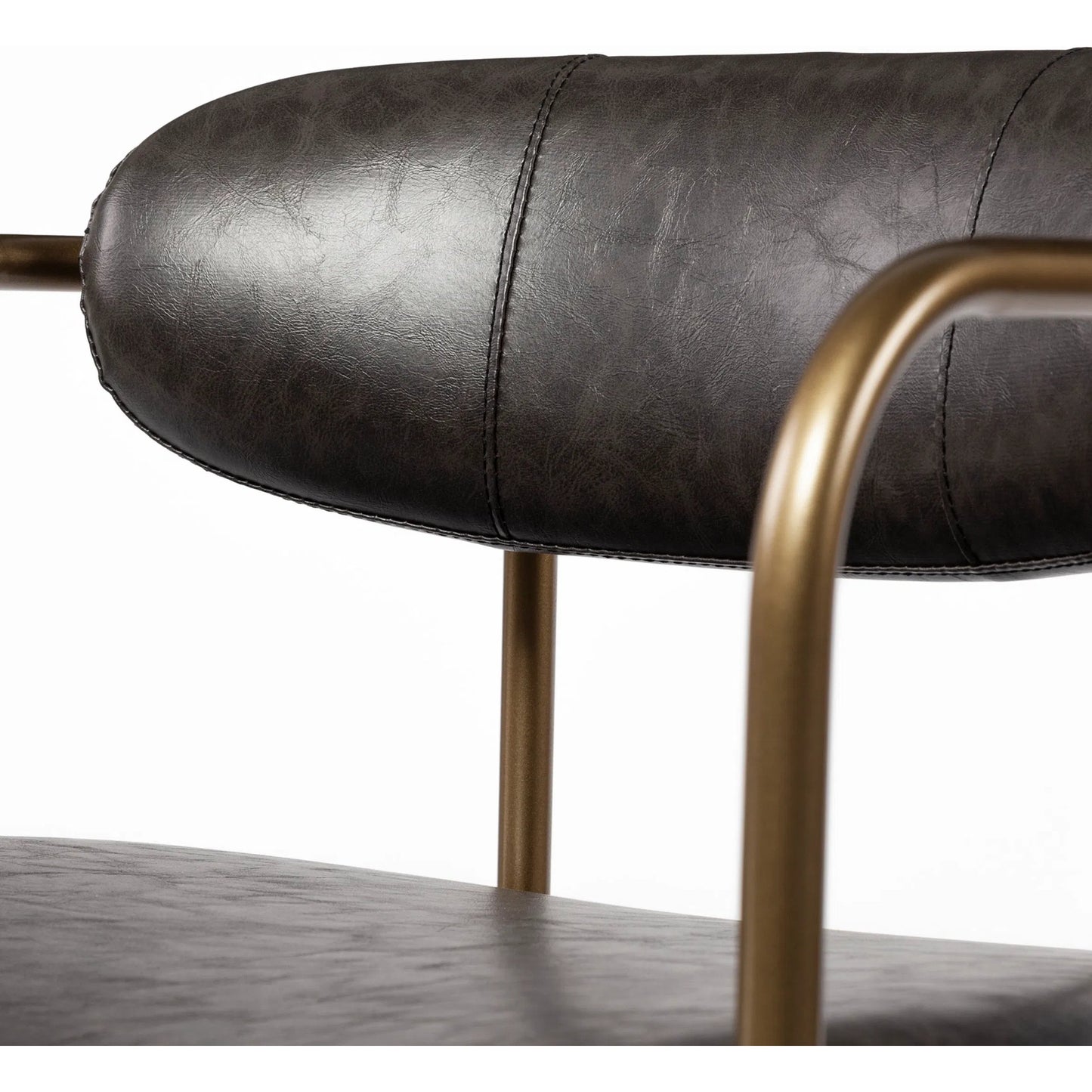 006 SI-1718043 | Closeup | Parker Leather Seat Bar/Counter Stool by Mercana in brown, gold. Made from faux leather, leather, metal in a unique style.