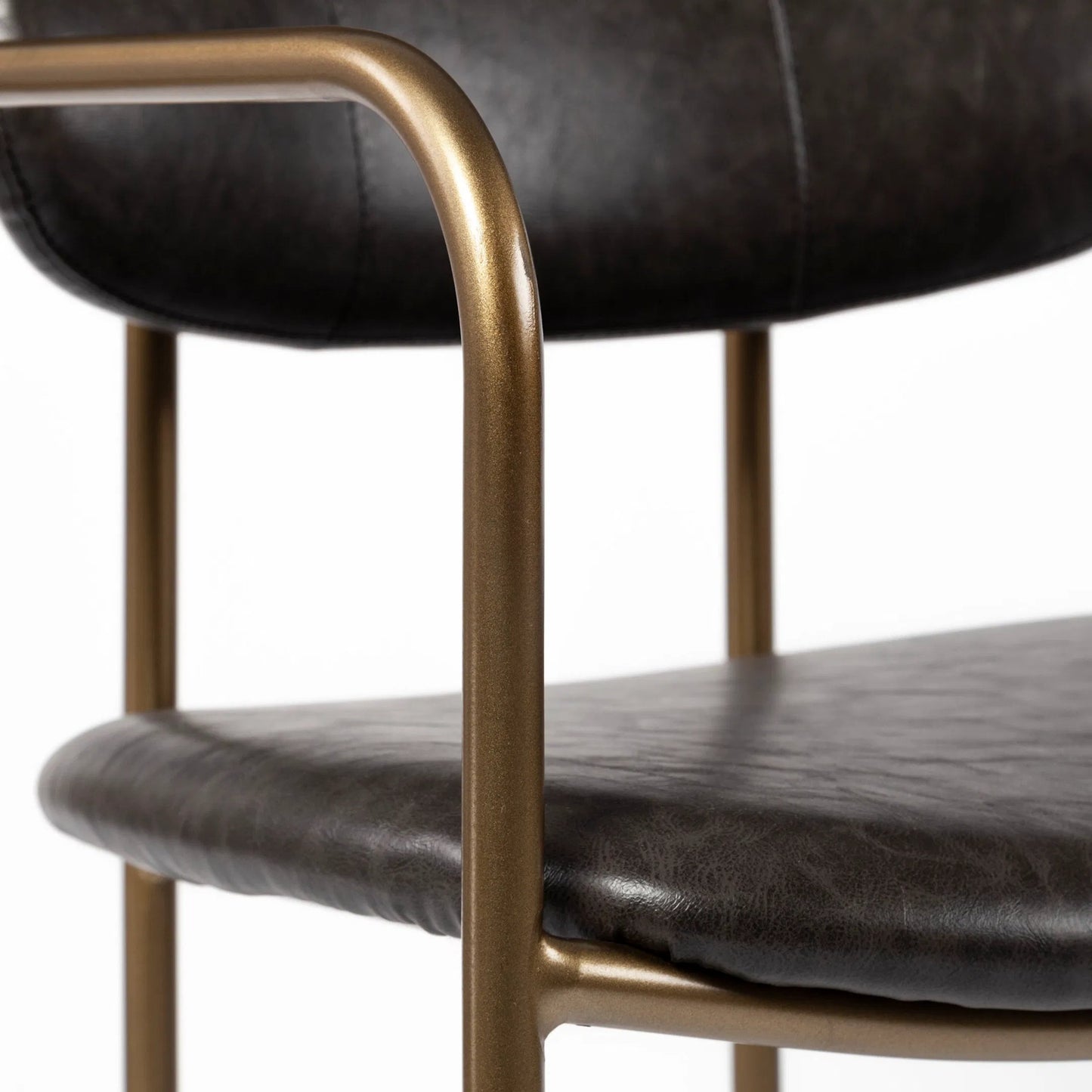 011 SI-1718043 | Closeup | Parker Leather Seat Bar/Counter Stool by Mercana in brown, gold. Made from faux leather, leather, metal in a unique style.