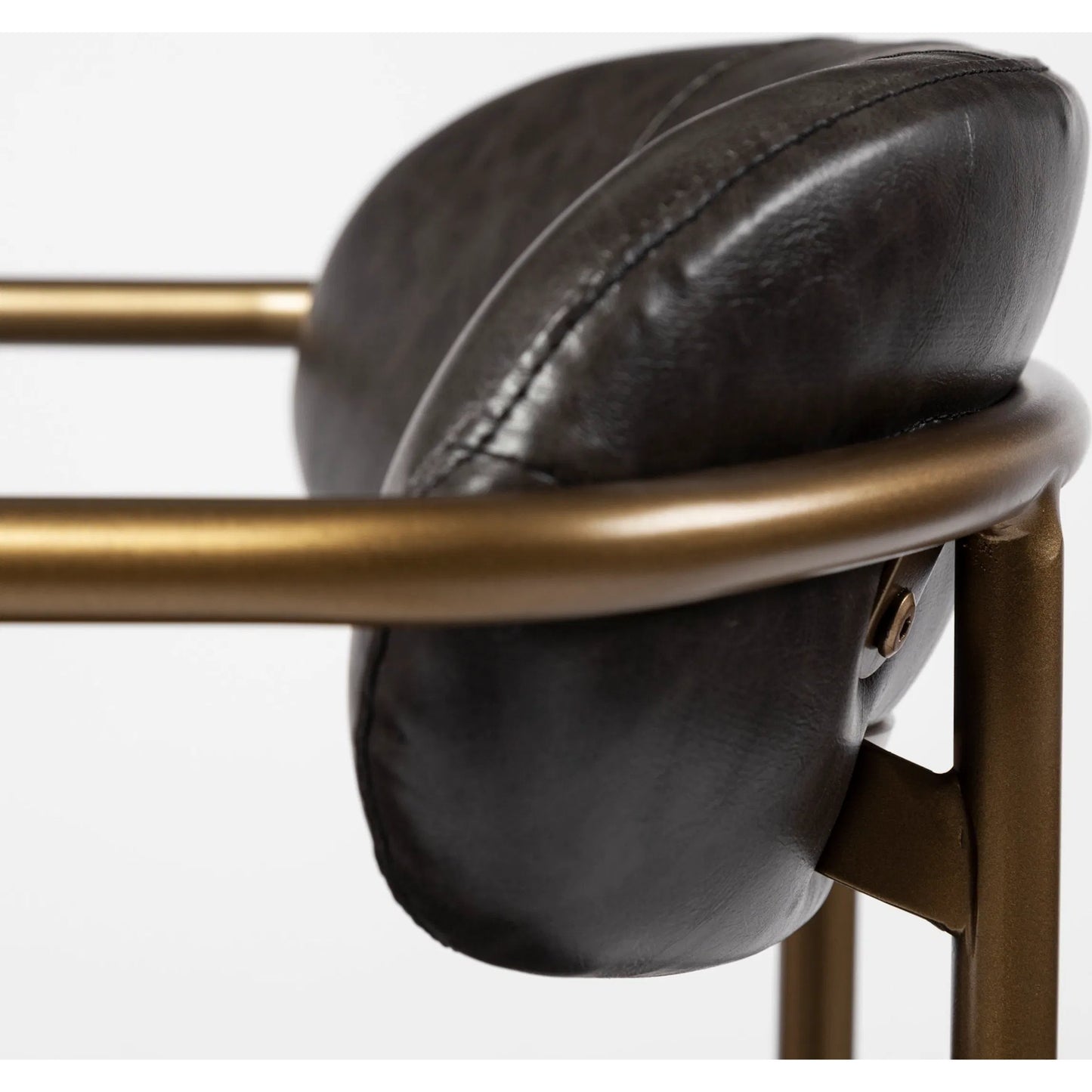 012 SI-1718043 | Closeup | Parker Leather Seat Bar/Counter Stool by Mercana in brown, gold. Made from faux leather, leather, metal in a unique style.