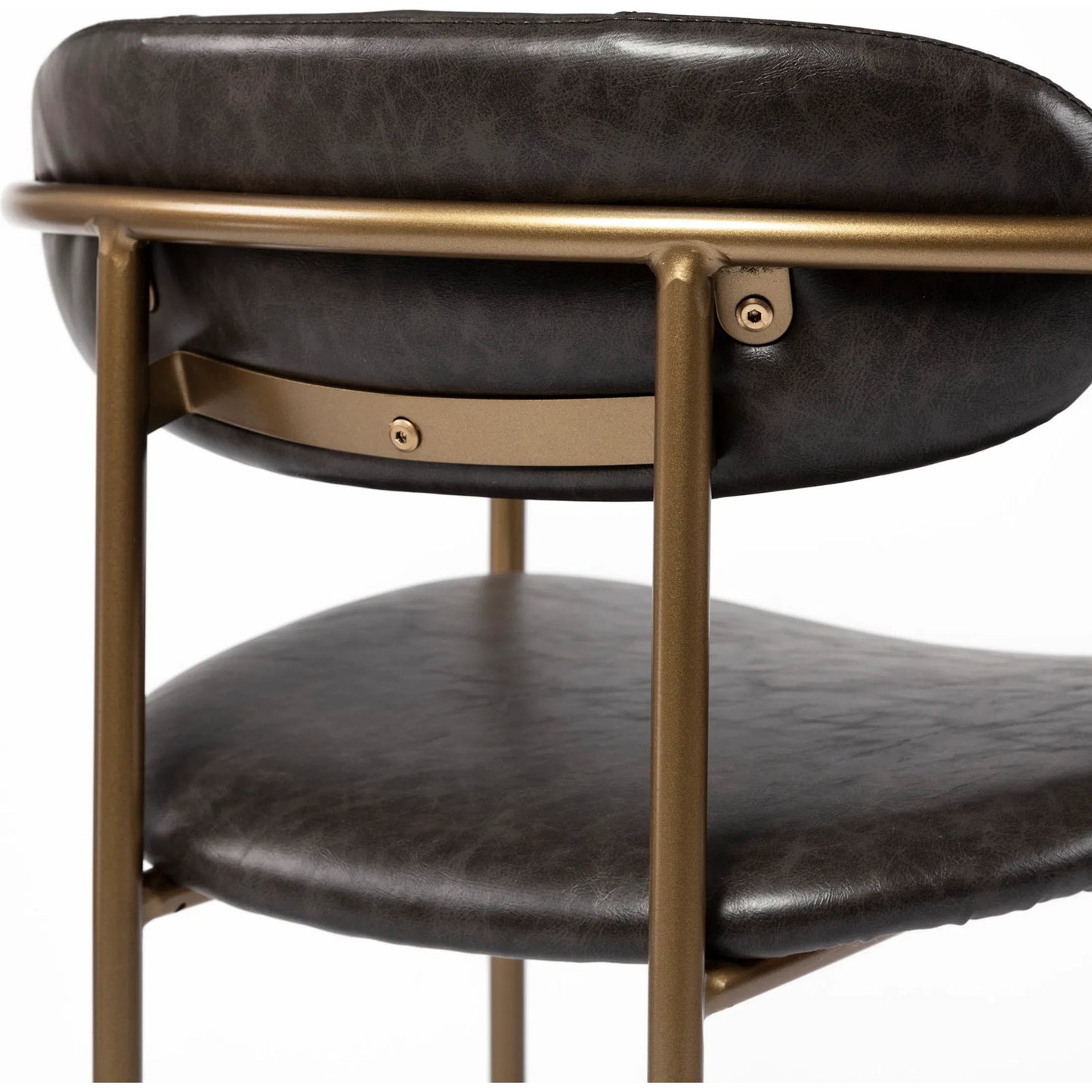 013 SI-1718043 | Closeup | Parker Leather Seat Bar/Counter Stool by Mercana in brown, gold. Made from faux leather, leather, metal in a unique style.