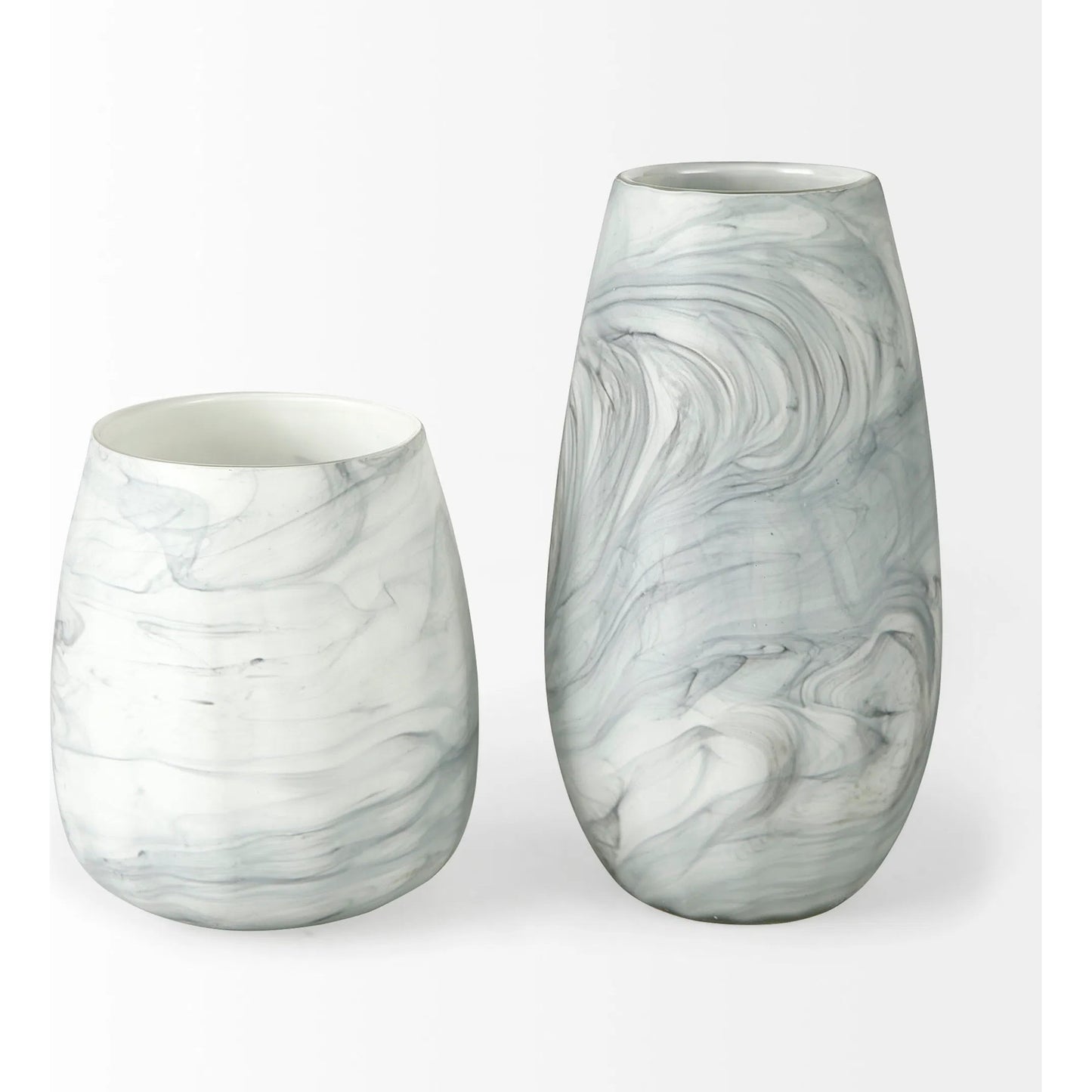 003 SR-387944 | Additional Silo | Volta I Glass Abstract Pattern Vase by Mercana in off white, gray. Made from ceramic in a modern style.