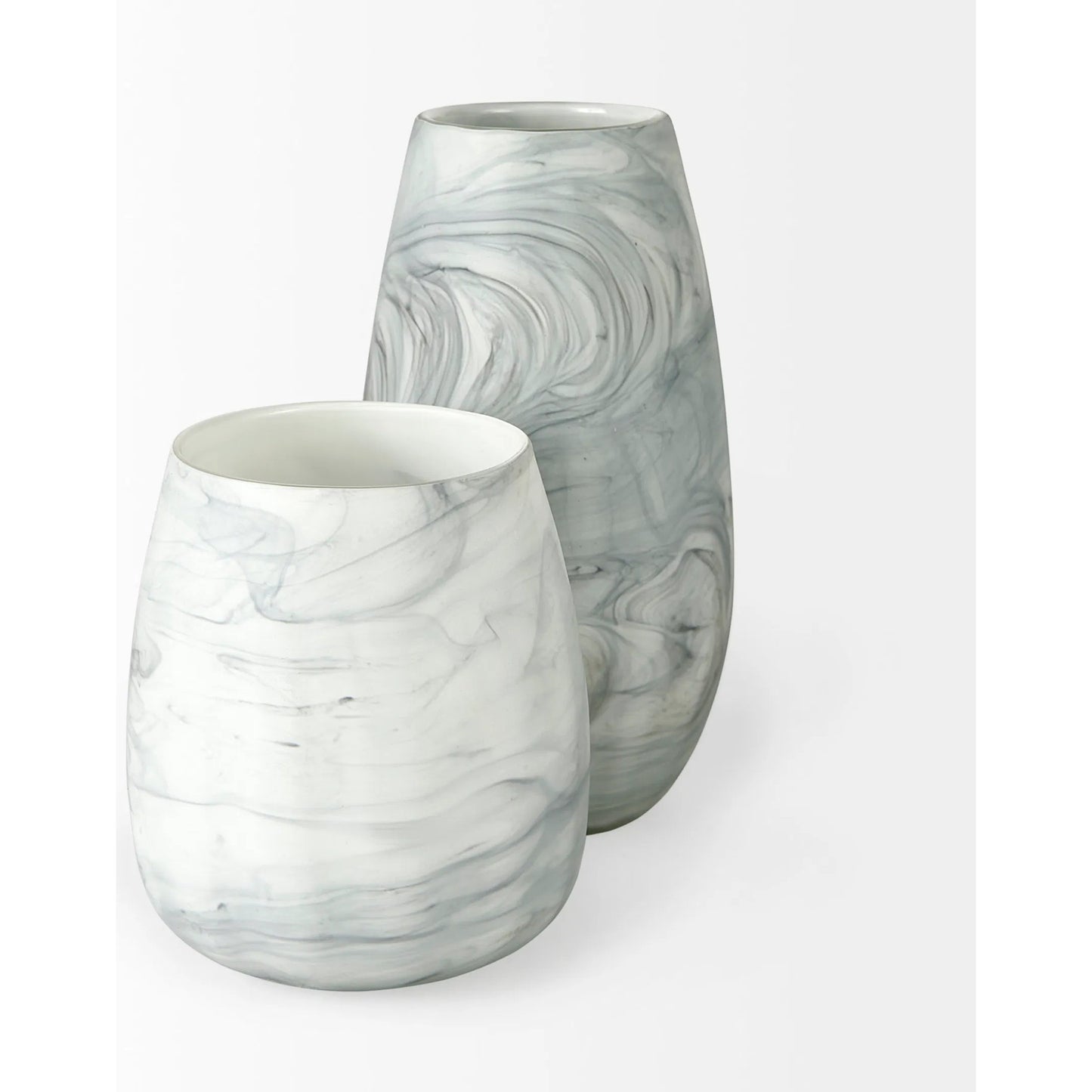 004 SR-387944 | Additional Silo | Volta I Glass Abstract Pattern Vase by Mercana in off white, gray. Made from ceramic in a modern style.