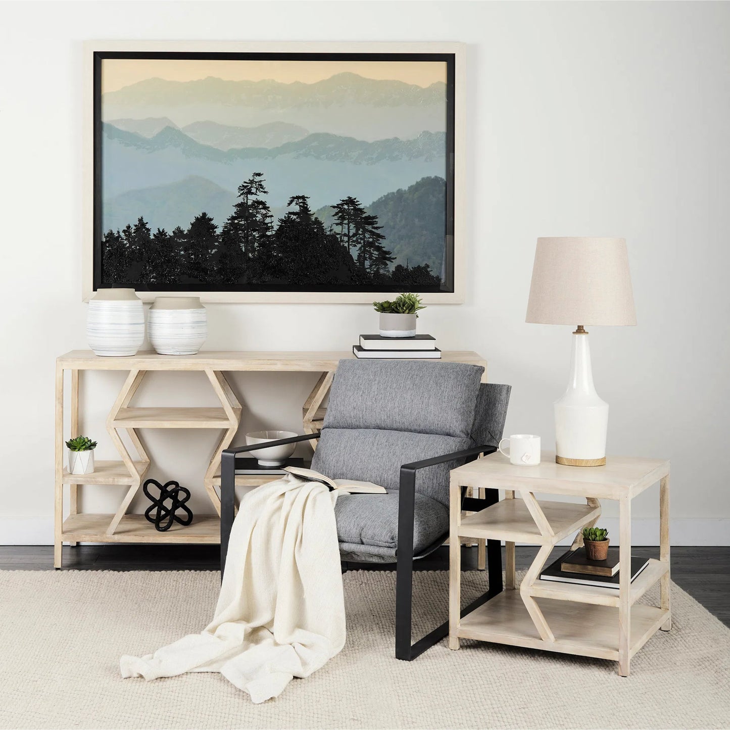 007 SR-815020 | Lifestyle | Dayton Console Table by Mercana in natural, mango wood. Made from unique in a modern style.