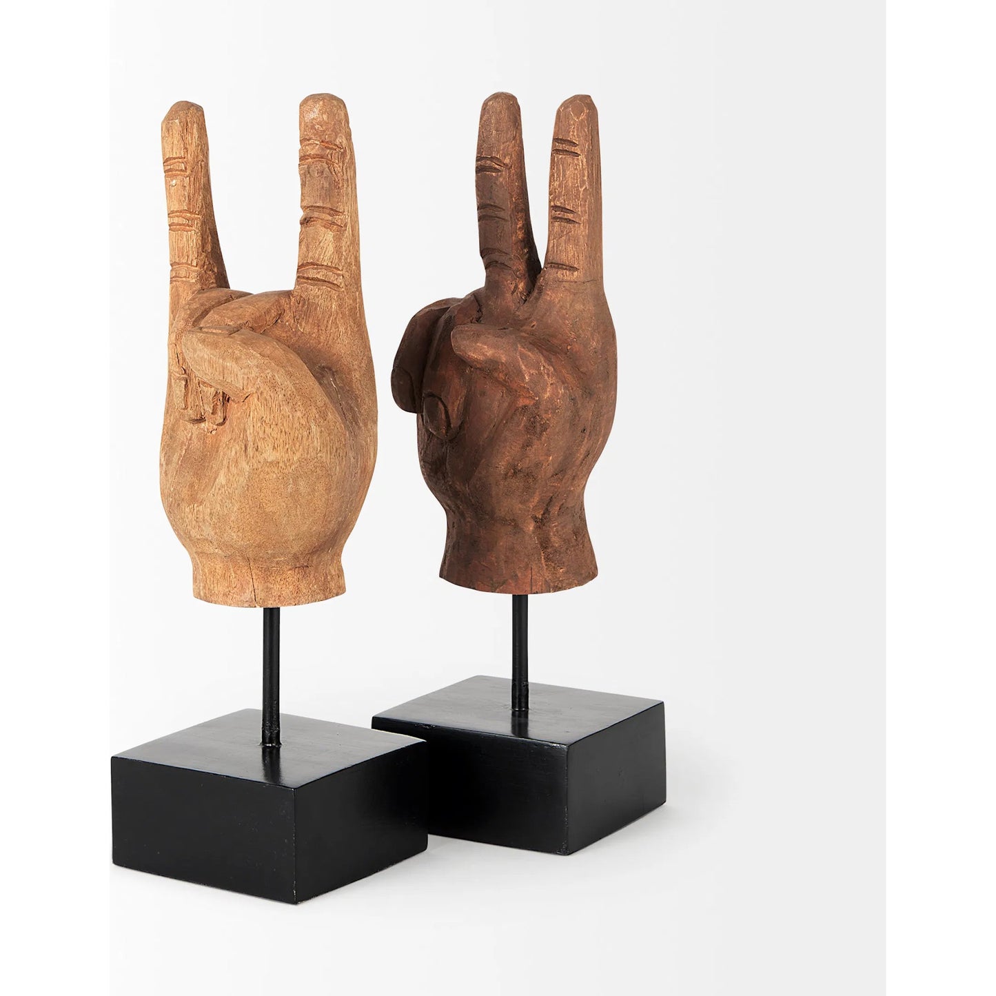 006 SR-815831 | Closeup | Saxum Wooden Carved Hang Loose Hand by Mercana in natural. Made from unique in a eclectic & global style.