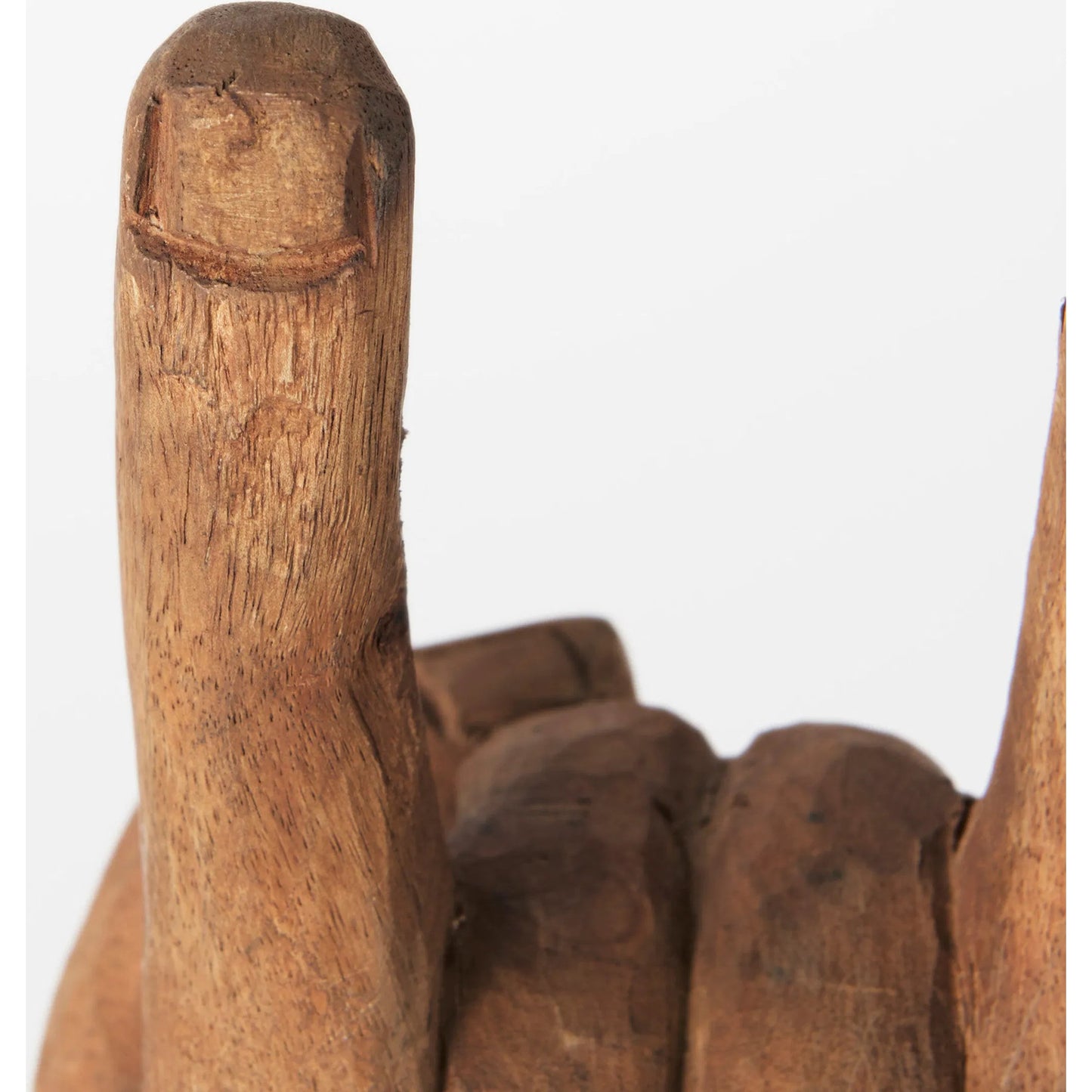 008 SR-815831 | Closeup | Saxum Wooden Carved Hang Loose Hand by Mercana in natural. Made from unique in a eclectic & global style.
