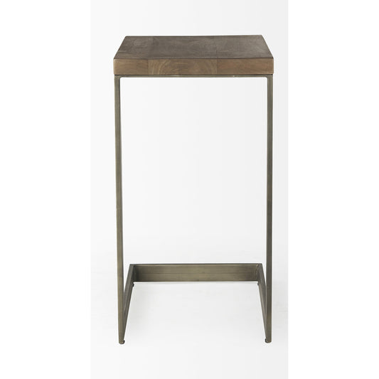 009 None | Unknown | Faye C End/Side Table by Mercana in antique nickel. Made from metal, wood, nickel in a unique style.