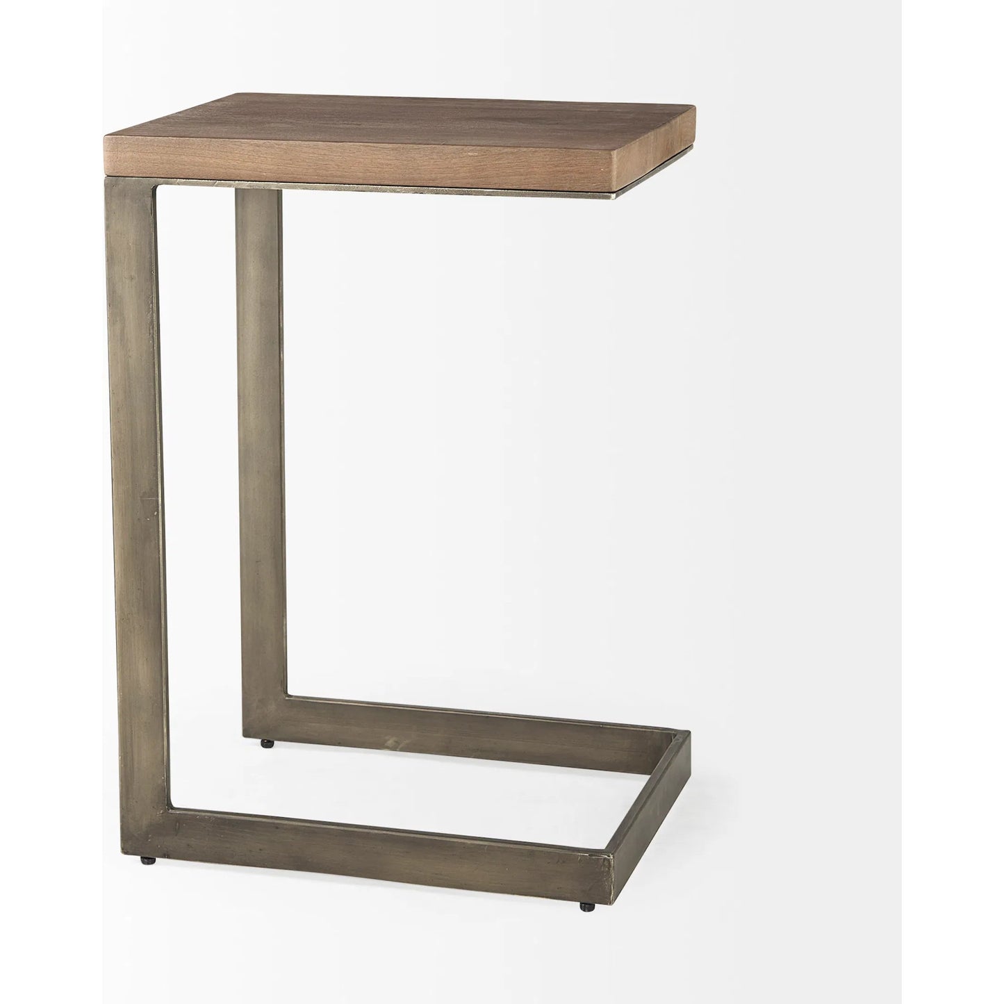 005 SI-1717974 | Closeup | Faye C End/Side Table by Mercana in antique nickel. Made from metal, wood, nickel in a unique style.