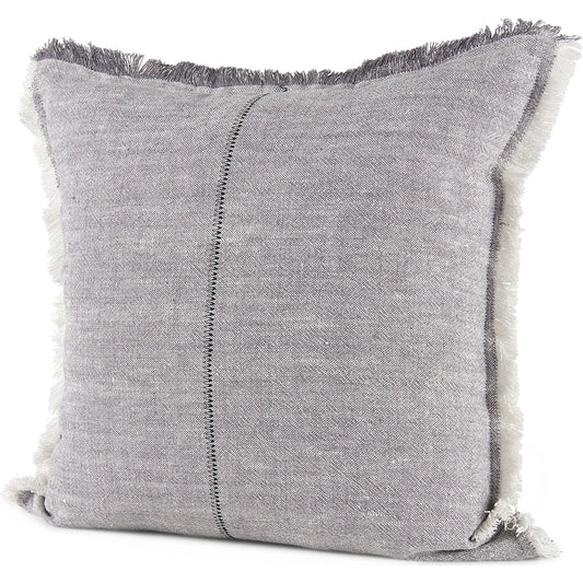 005 None | Unknown | Thais Fringed Square Pillow Cover by Mercana in blue. Made from linen in a transitional style.