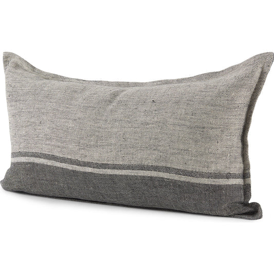 005 None | Unknown | Zadie Color Blocked Lumbar Pillow Cover by Mercana in gray. Made from linen in a transitional style.