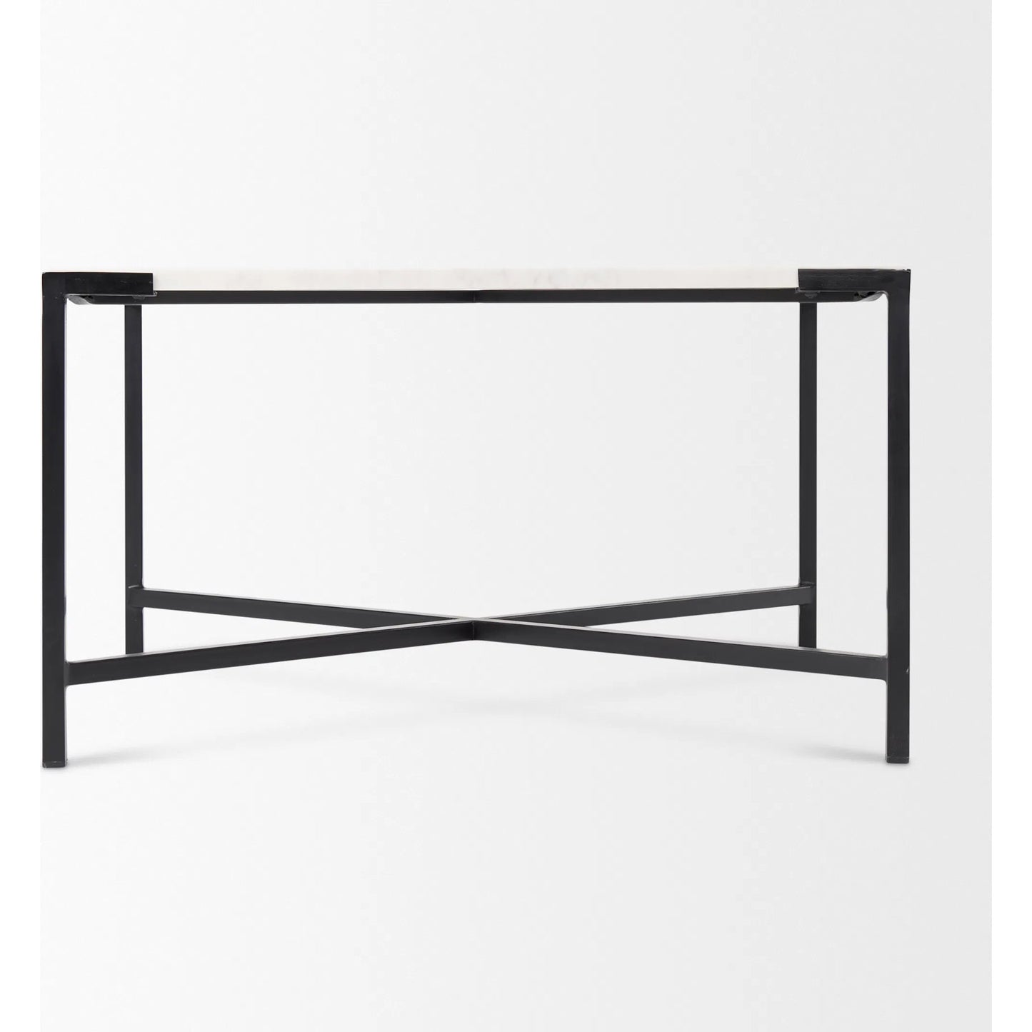 004 SR-387908 | Additional Silo | Lucas Coffee Table by Mercana in white, matte black. Made from marble, metal in a modern style.