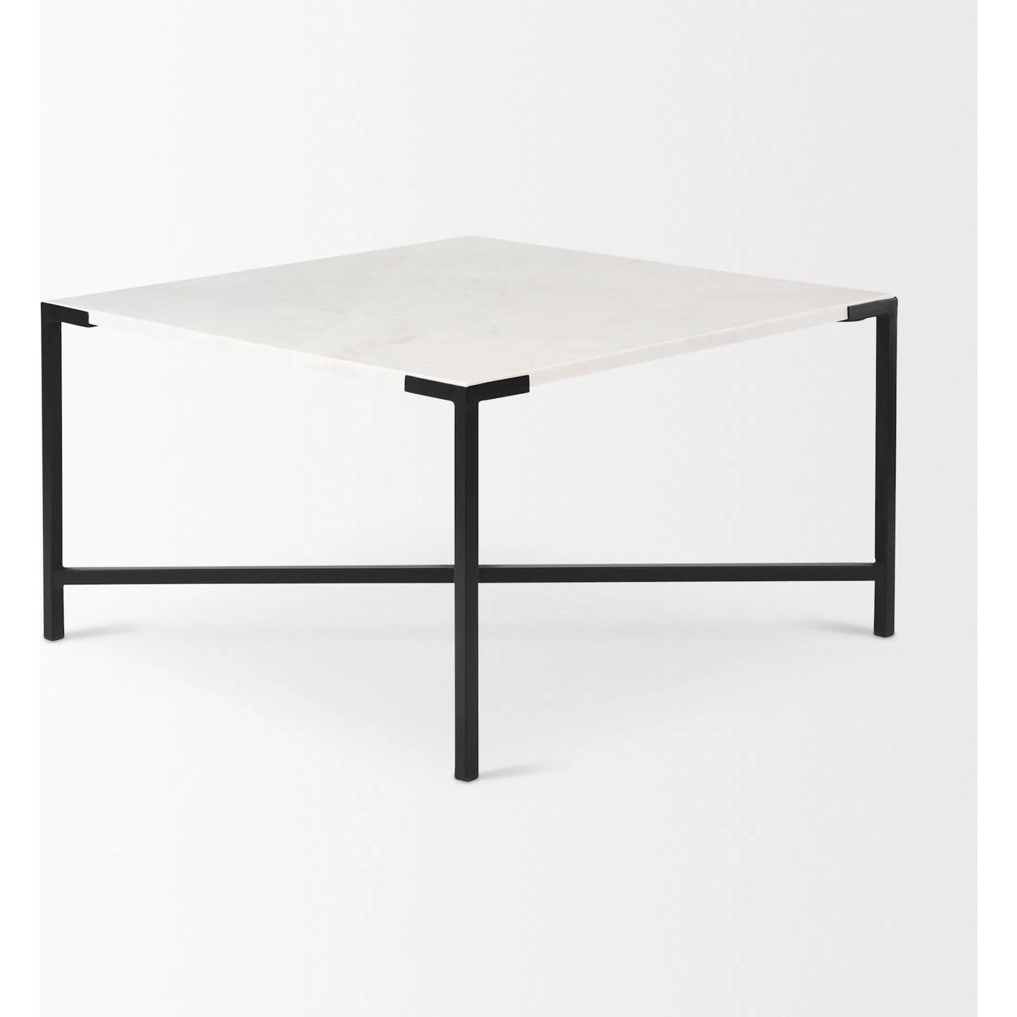 003 SR-387908 | Additional Silo | Lucas Coffee Table by Mercana in white, matte black. Made from marble, metal in a modern style.