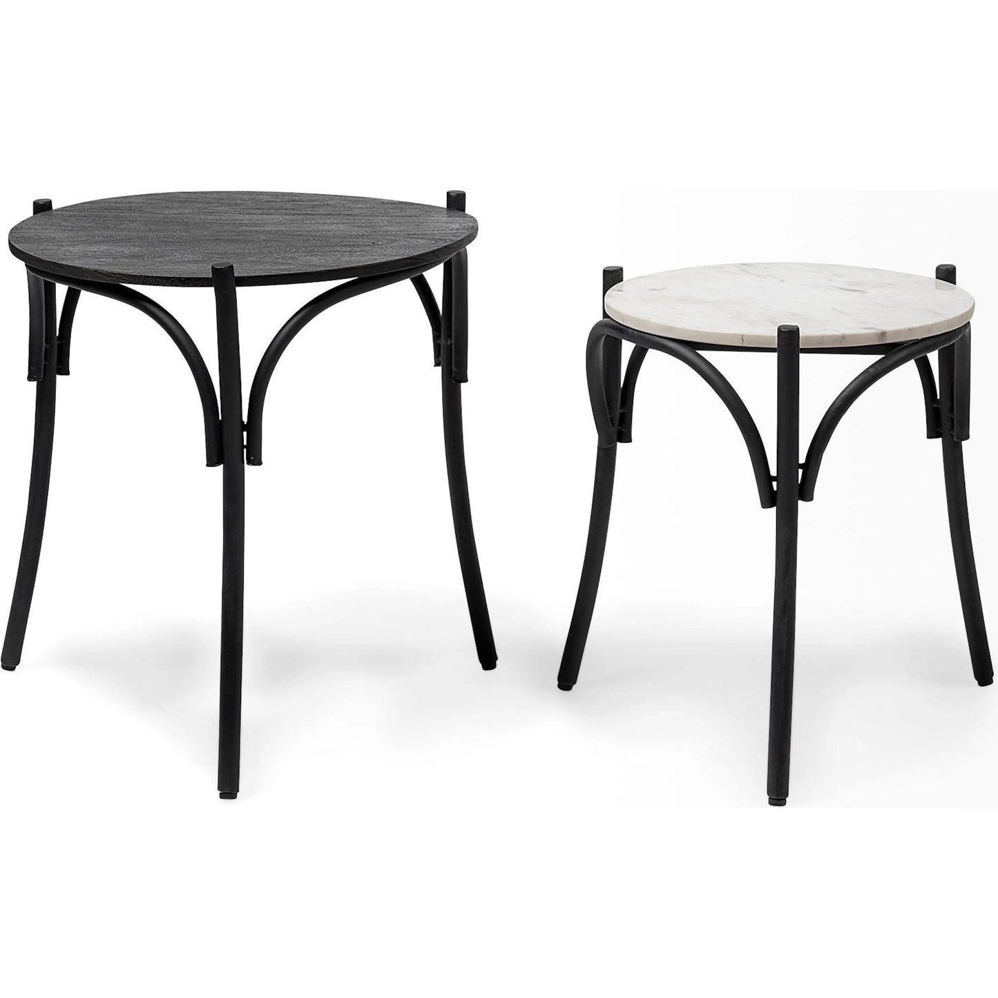 002 SR-815160 | Additional Silo | Etienne Table by Mercana in black wood, white marble. Made from unique in a eclectic & global style.