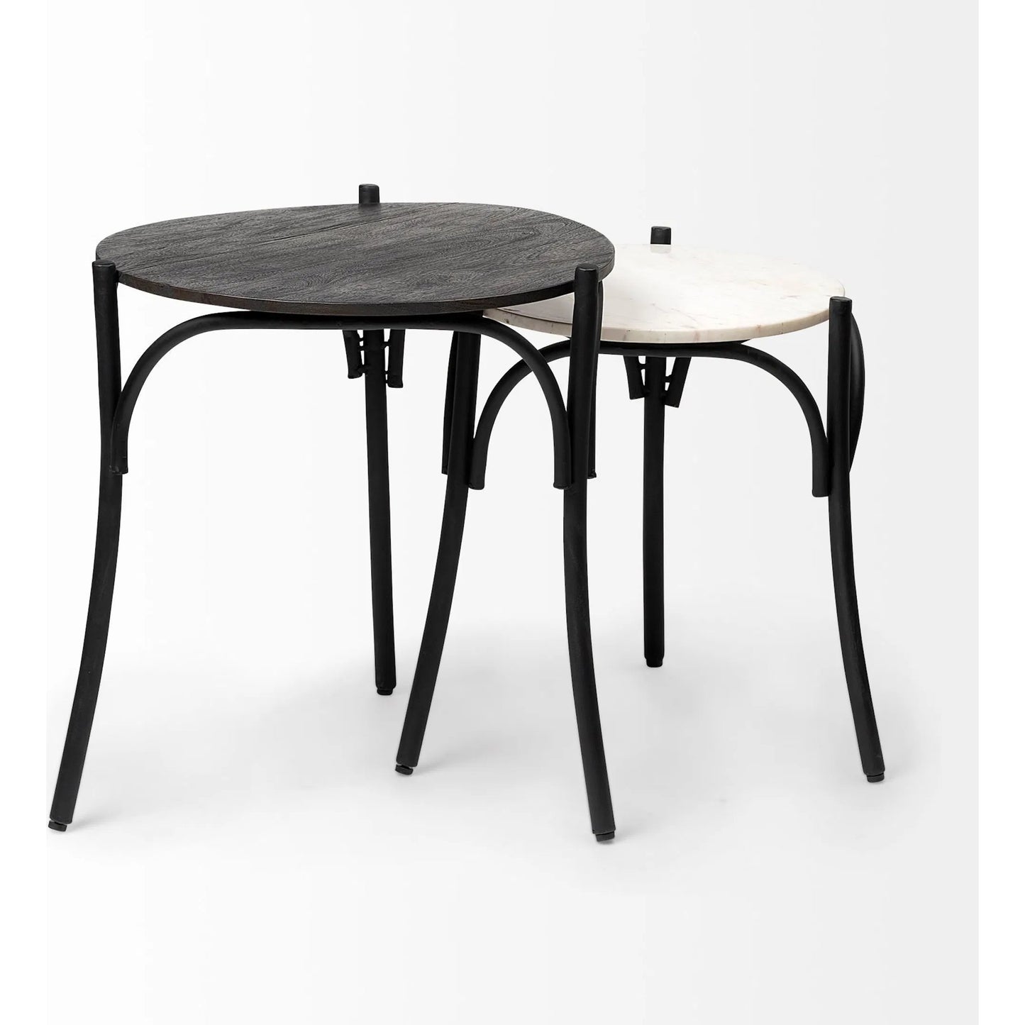 006 SR-815160 | Closeup | Etienne Table by Mercana in black wood, white marble. Made from unique in a eclectic & global style.