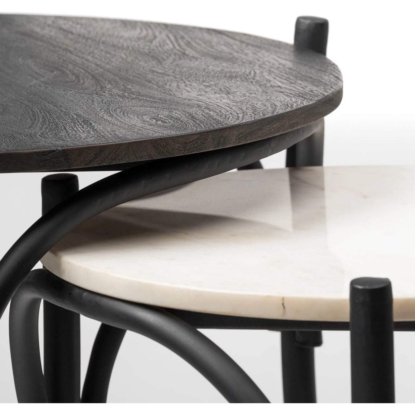 004 SR-815160 | Additional Silo | Etienne Table by Mercana in black wood, white marble. Made from unique in a eclectic & global style.