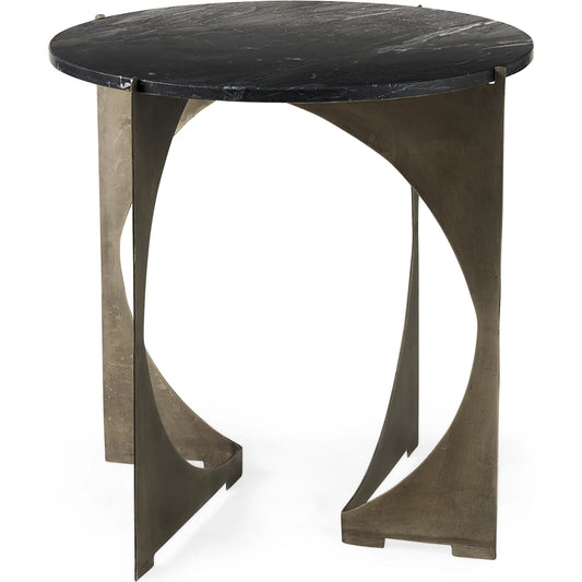 Reinhold End Table by Mercana in black. Made from metal in a modern style.
